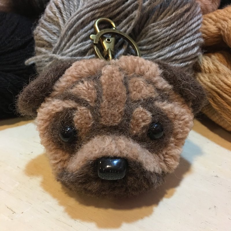 Handmade Pug key ring - Keychains - Wool 