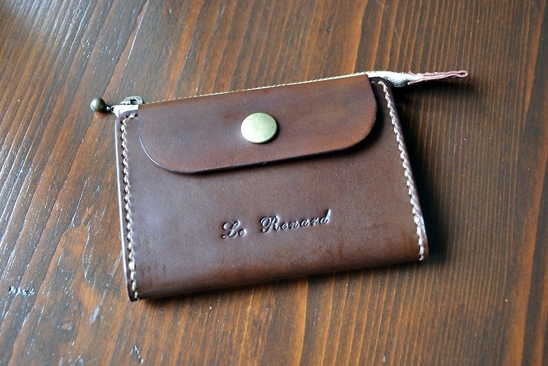 Real vegetable tanned cowhide hand-made key coin purse, access card, car key, customized free English characters - ที่ห้อยกุญแจ - หนังแท้ หลากหลายสี