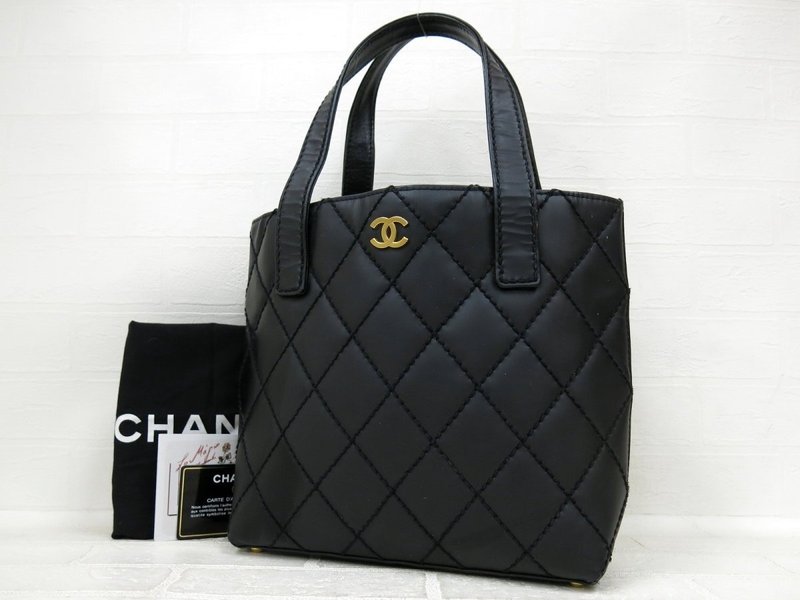 稀有中古二手Chanel Vivian黑色金標皮革小托特包單肩側背孭手袋 - 側背包/斜背包 - 真皮 
