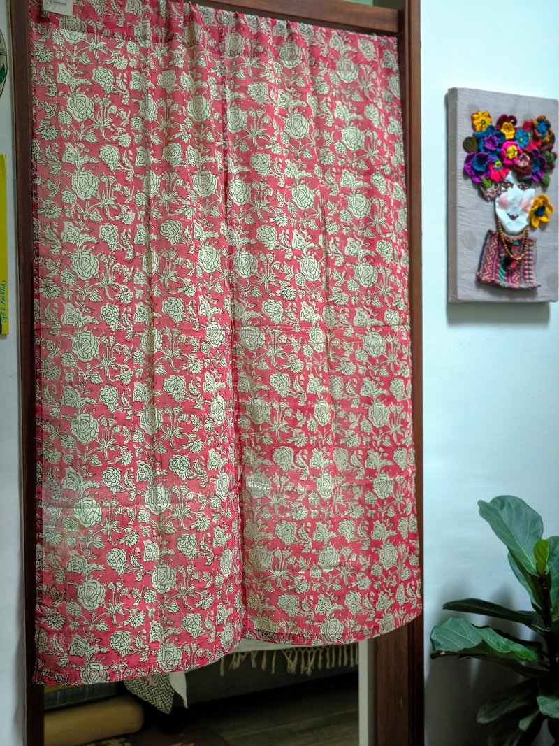 木印門簾│玫瑰粉│ - 門簾/門牌 - 棉．麻 