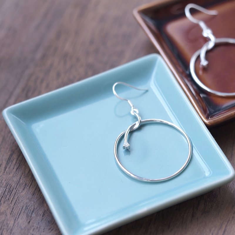 Apple Ring Hook Earrings Silver 925 - Earrings & Clip-ons - Other Metals Silver
