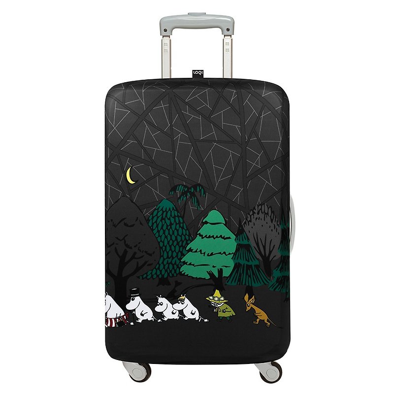 LOQI luggage jacket / Moomin forest [L] - กระเป๋าเดินทาง/ผ้าคลุม - เส้นใยสังเคราะห์ สีเทา