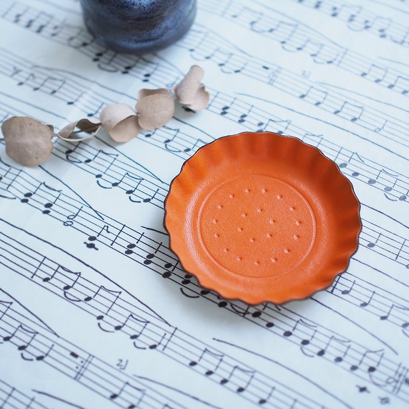 Orange Biscuit) Accessories Accessories Genuine Leather Tray - Small Plates & Saucers - Genuine Leather Orange