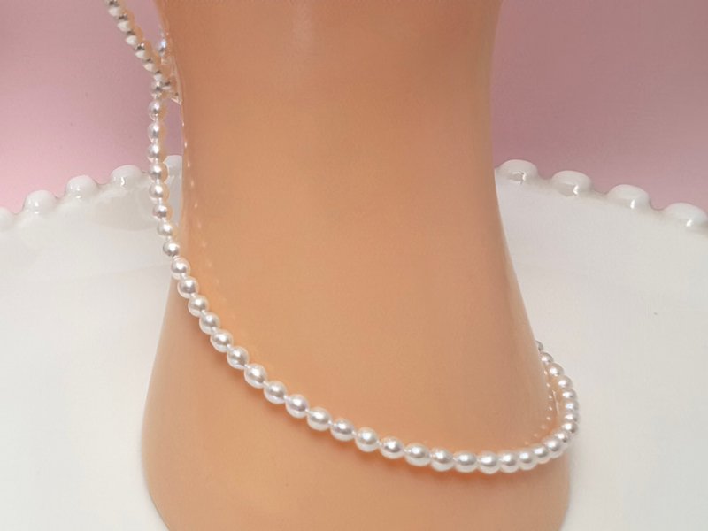 Delicate and gentle natural freshwater pearl baby bead Silver necklace - Necklaces - Pearl White