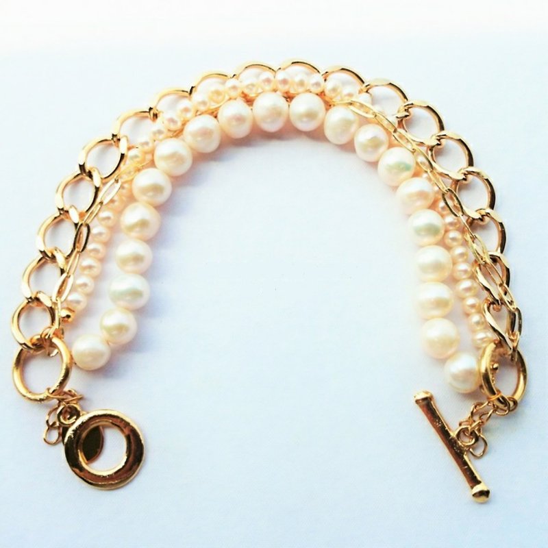 freshwater pearl * chain bracelet - สร้อยข้อมือ - โลหะ 