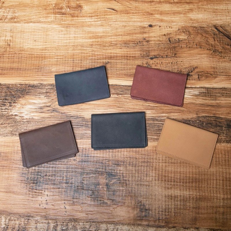 Business Card Case, 2 Pockets, Cowhide Leather, Business Card Case HAK023 - ที่เก็บนามบัตร - หนังแท้ หลากหลายสี