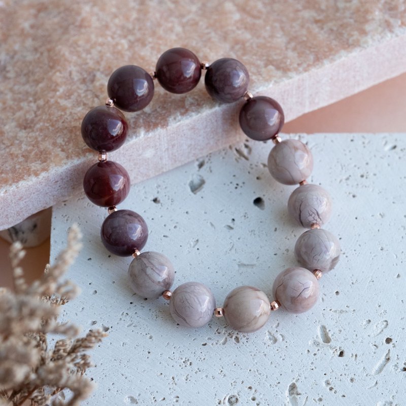 Reddish brown Alashan agate genuine gemstones stretch bracelet gift for her - Bracelets - Crystal Brown