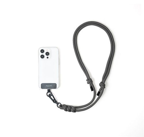 ERGOMI Knot 8.0mm 編織手機掛繩夾片組 - 岩石灰