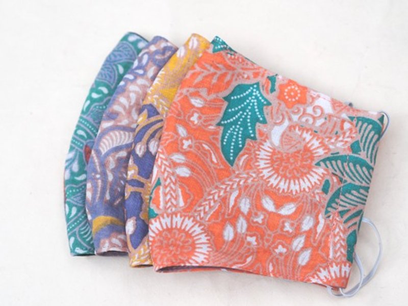Selectable 2-piece set / pastel-colored batik pattern mask - หน้ากาก - ผ้าฝ้าย/ผ้าลินิน สึชมพู