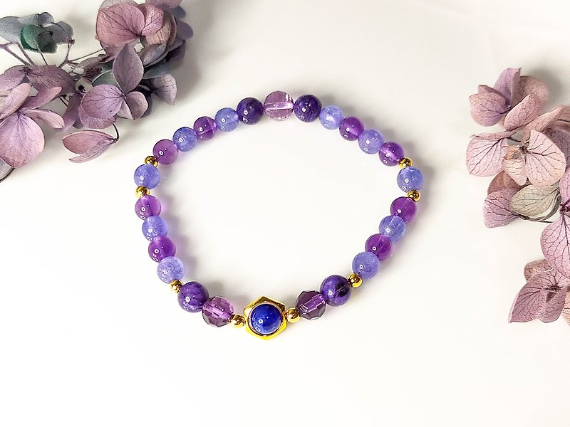 #蓝Stone#紫水晶#紫龙晶# Tanquan stone crystal water chain - Bracelets - Crystal 