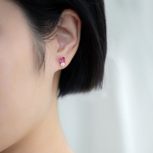Soul Jewelry Akoya日本海水珍珠尖晶石18K耳釘