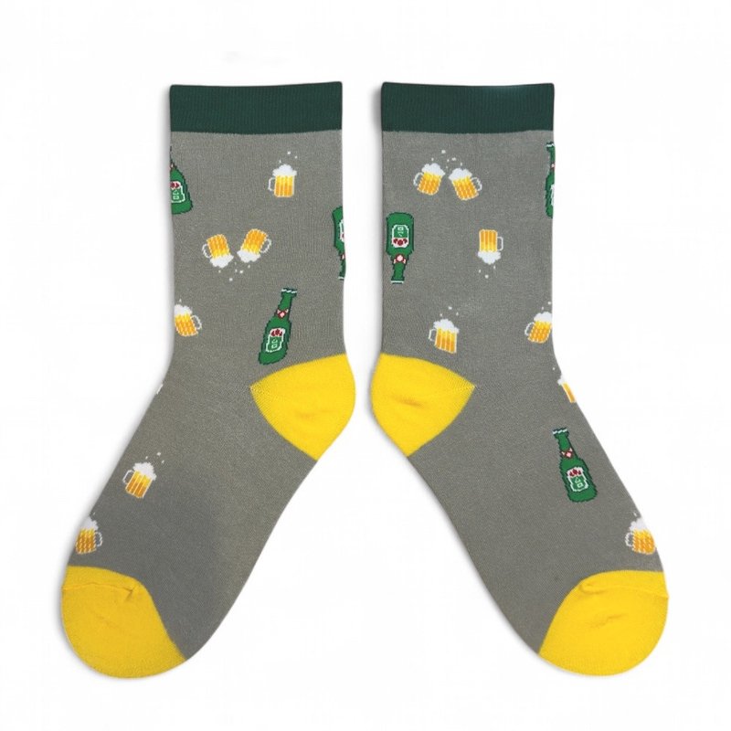 Bast Tag 啤酒 - 襪子 - 棉．麻 綠色