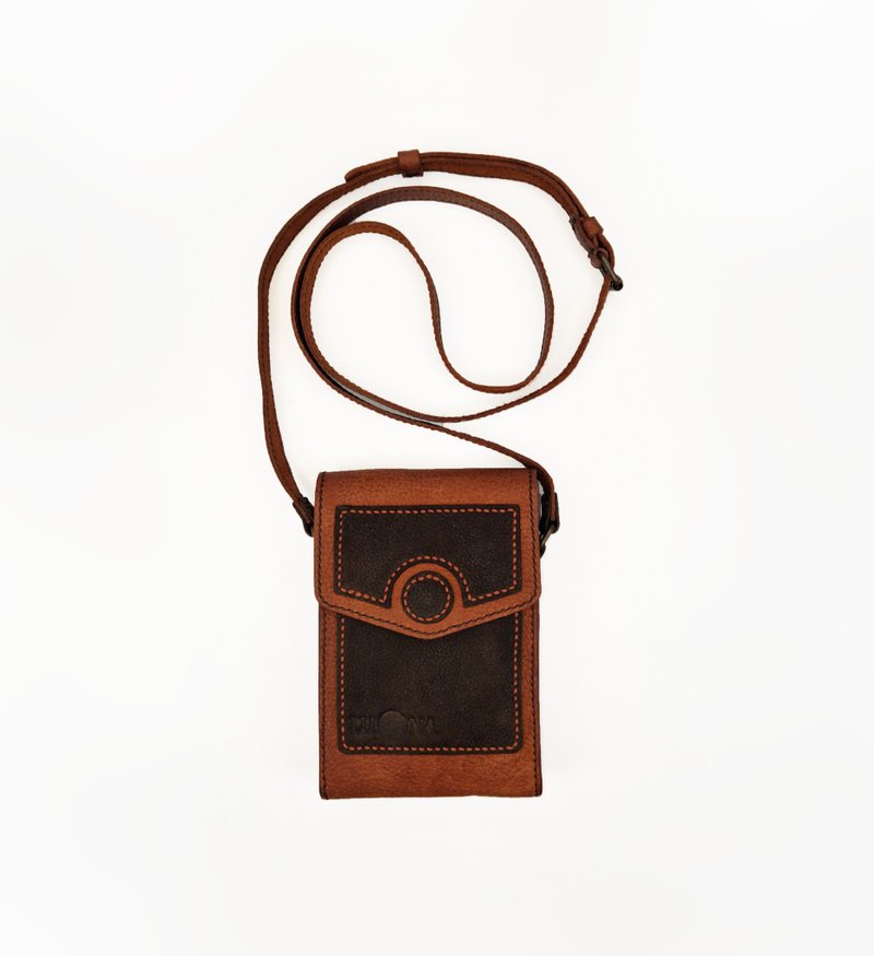 Leather Phone Bag, Shoulder Mobile Case, Small Brown Crossbody iPhone Purse - อื่นๆ - หนังแท้ สีนำ้ตาล