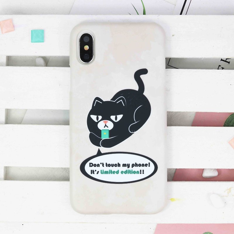 Don't touch my phone Cat hard Phone Case iPhone 8 8 plus X 7 6 S9 S8 S7 - Phone Cases - Plastic White