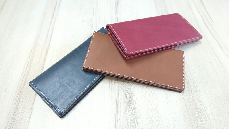 Long clip folio long clip leather full hand seam - กระเป๋าสตางค์ - หนังแท้ 