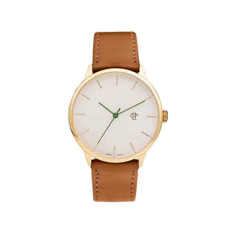 Khorshid Series - Nawroz Gold Dial Honey Brown Leather Watch - Men's & Unisex Watches - Faux Leather Gold