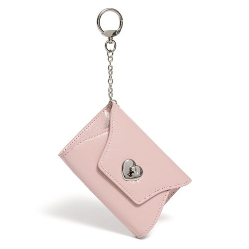 LEMASQUE Heart Lock Keyring Multi Pouch Card Wallet Babypink