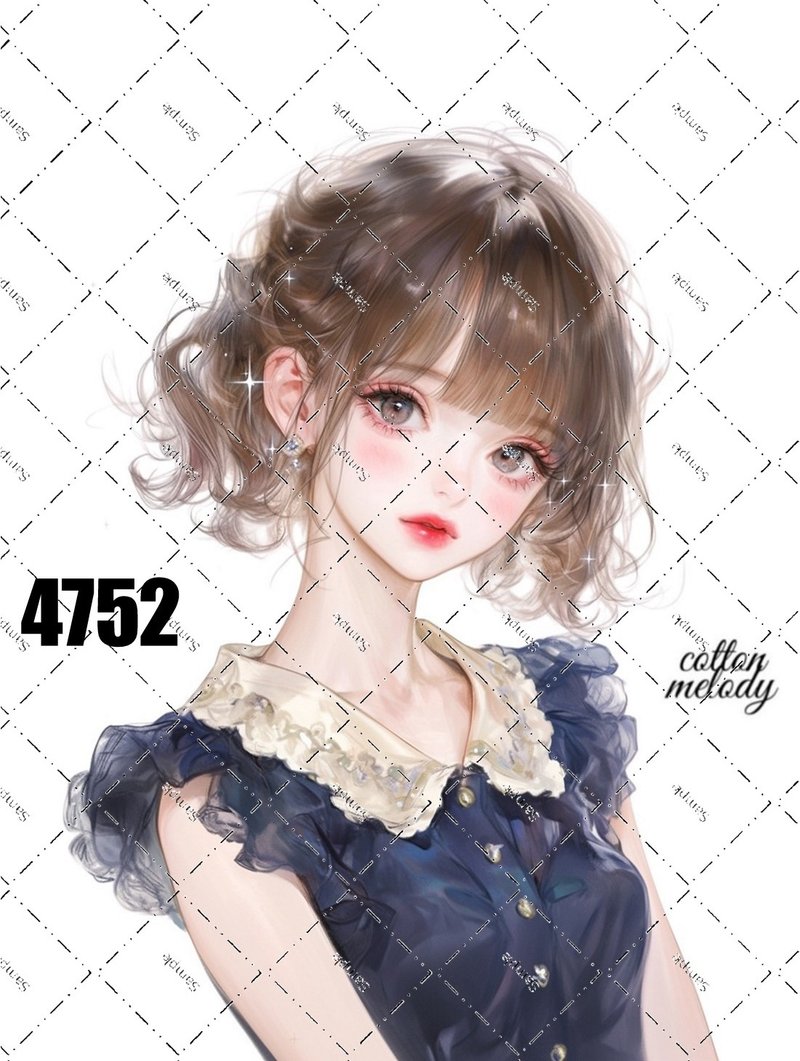 original sticker no.4752 人物ステッカー オリジナルステッカー オリジナル人物ステッカー 装飾ステッカー cotton melody - 貼紙 - 紙 