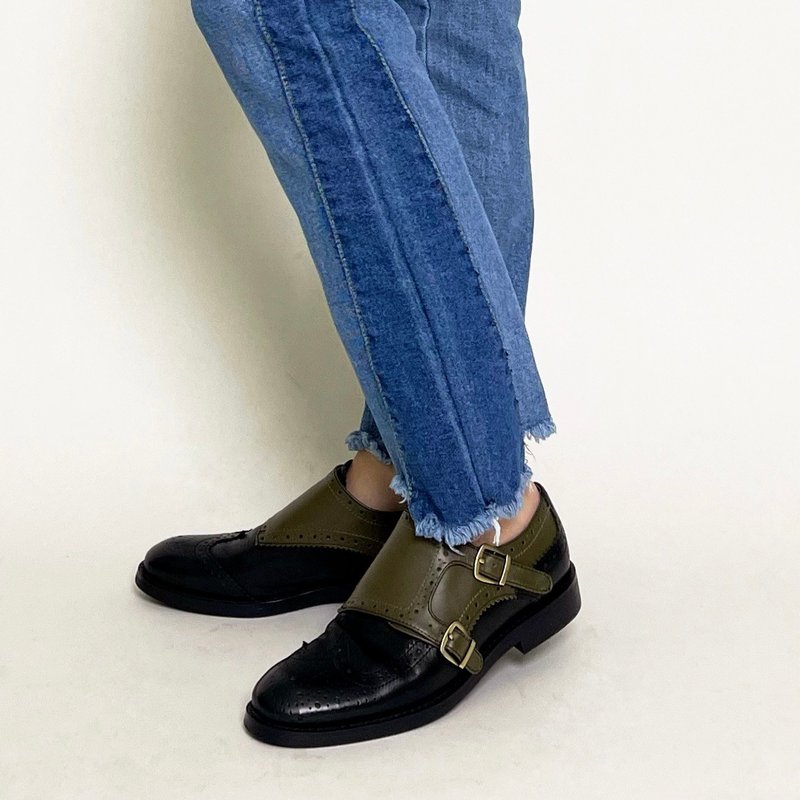 拼色孟克鞋  布達佩斯之旅 經典深黑墨綠 - 女牛津鞋/樂福鞋 - 真皮 多色