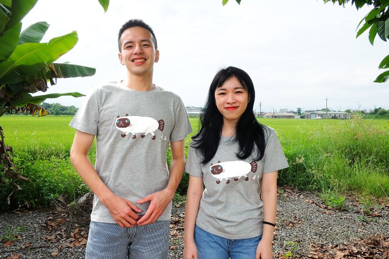 美味好朋友2－中性純棉T-Shirt/暹羅魚喵Luna - 其他 - 棉．麻 藍色