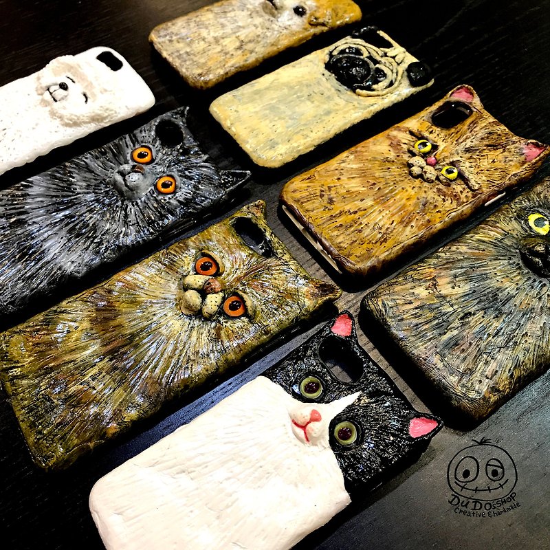Do not place an order first, please discuss with the designer about customized pet handmade semi-stereoscopic mobile phone cases - เคส/ซองมือถือ - ดินเหนียว 