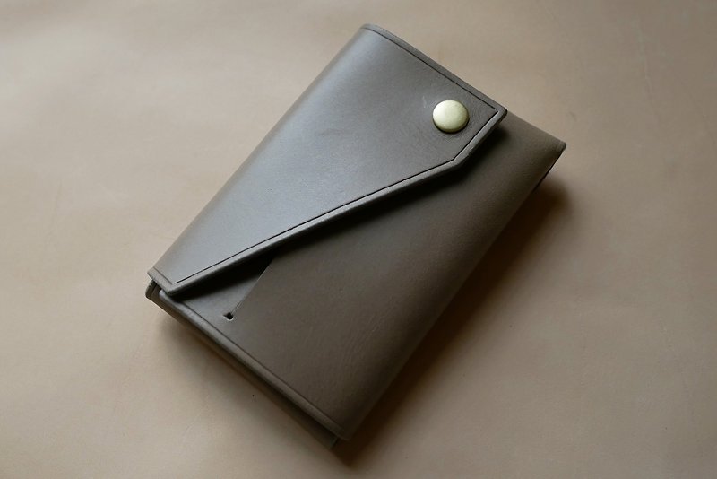 Leather wallet leather coin purse handmade wallet hand-sewn purse simple wallet vegetable tanned wallet - Coin Purses - Genuine Leather Gray