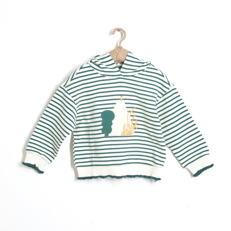 BIR children's clothing | Striped long-sleeved hat T - Tops & T-Shirts - Cotton & Hemp Green