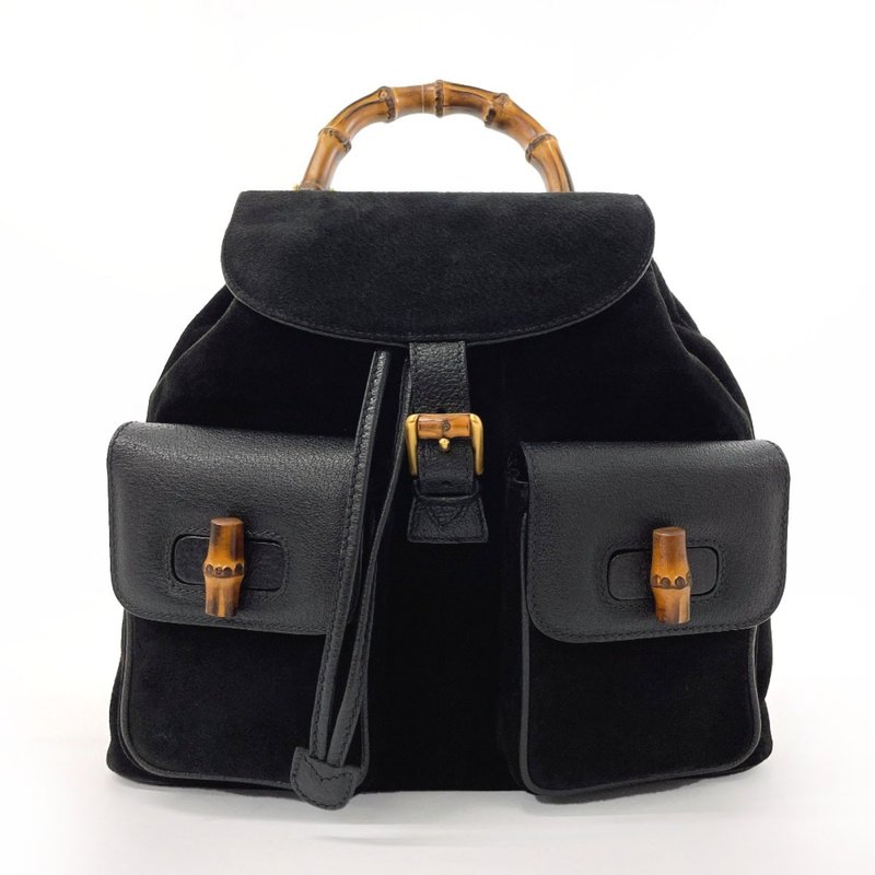 【日本直送 中古美品】グッチ GUCCI リュック・デイパック 003・1998 バンブー スウェード/レザー ブラック ヴィンテージ レディース - 後背包/背包/書包 - 真皮 黑色