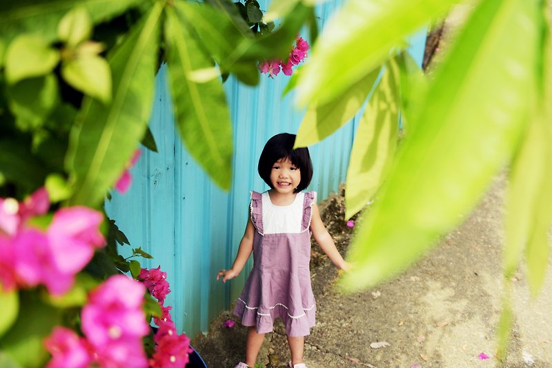 Dress-Violet Hand-made Non-toxic Dress - ชุดเด็ก - ผ้าฝ้าย/ผ้าลินิน สีม่วง