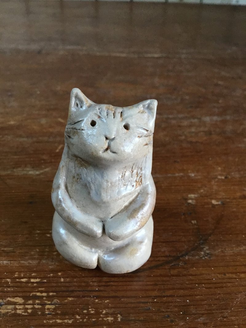 Pottery/tabby cat - Stuffed Dolls & Figurines - Pottery Gold