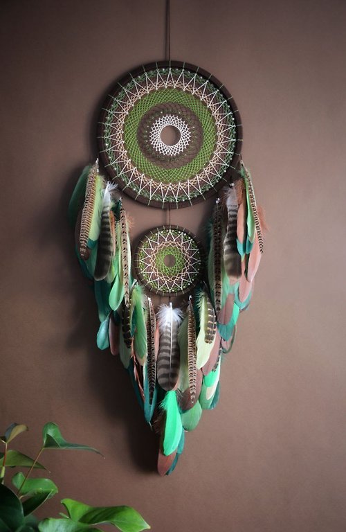 Large dream catcher Native American Handmade dreamcatcher green