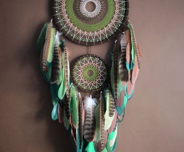 Large dream catcher Native American Handmade dreamcatcher green