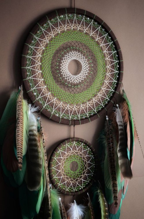 Large dream catcher Native American Handmade dreamcatcher green