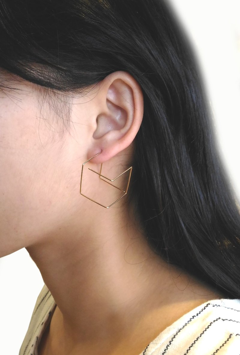 輕耳飾  純銀耳環 大方塊 一對耳環 設計師手工銀飾 - 耳環/耳夾 - 純銀 