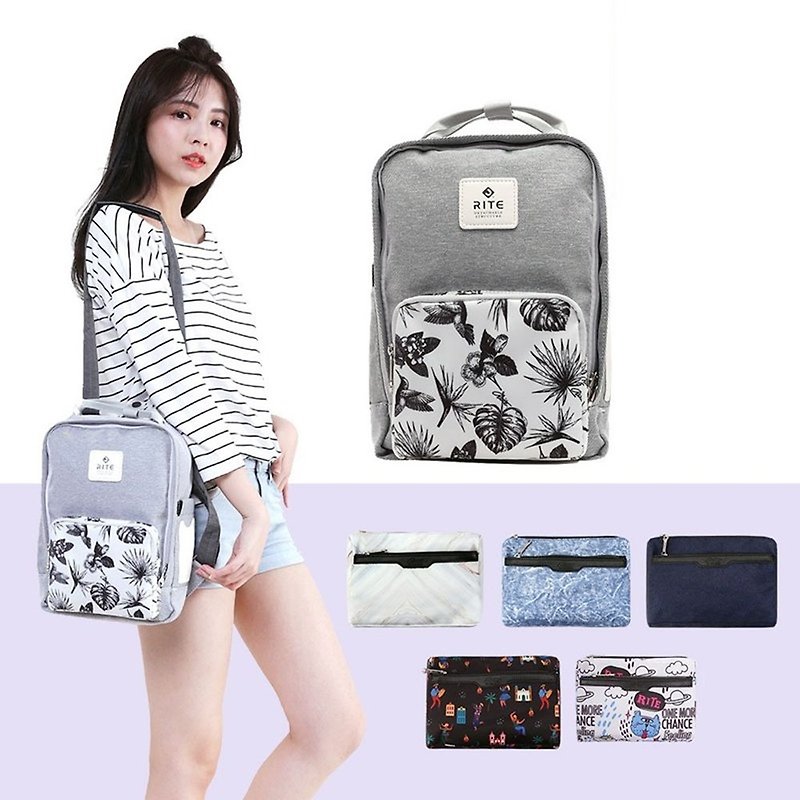 [Goody Bag Anniversary Limited Time Group] Le You Sanxin Pack (Grey Bird) x Walking Bag (random) - Backpacks - Waterproof Material Gray