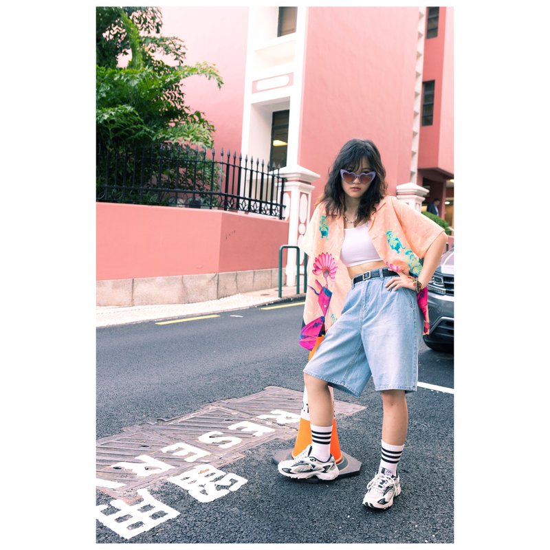 搞怪好玩夏威夷襯衫__電單車狗 - 女襯衫 - 其他人造纖維 粉紅色