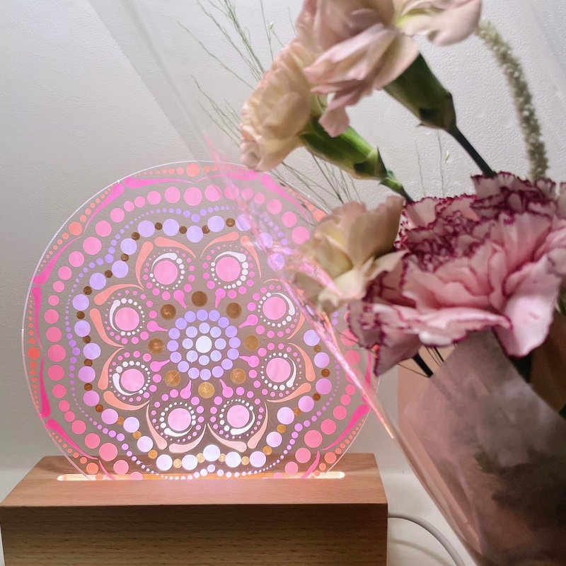 Mandala hand drawn mandala night light - โคมไฟ - อะคริลิค 