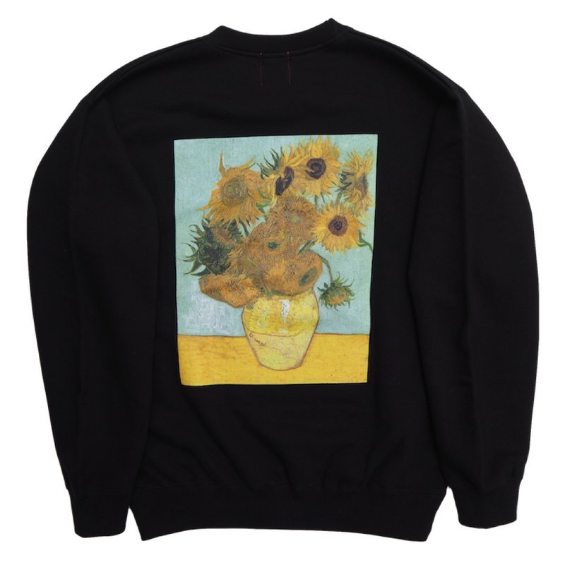 TSSe Sunflower SWEAT - เสื้อฮู้ด - ผ้าฝ้าย/ผ้าลินิน สีดำ