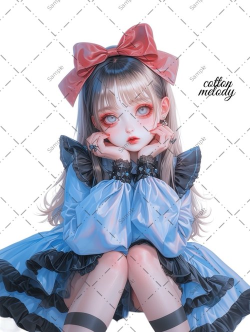 cotton-melody original sticker no.1226 人物ステッカー オリジナルステッカー 人物ステッカー 女の子ステッカー オリジナル人物ステッカー