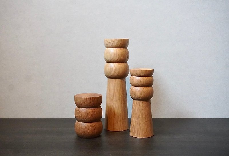 3-piece wooden vase set oak 2 made-to-order - Pottery & Ceramics - Wood Brown