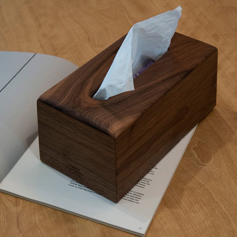 Ja-Pang Collection Solid Wood Tissue Box - กล่องทิชชู่ - ไม้ สีนำ้ตาล