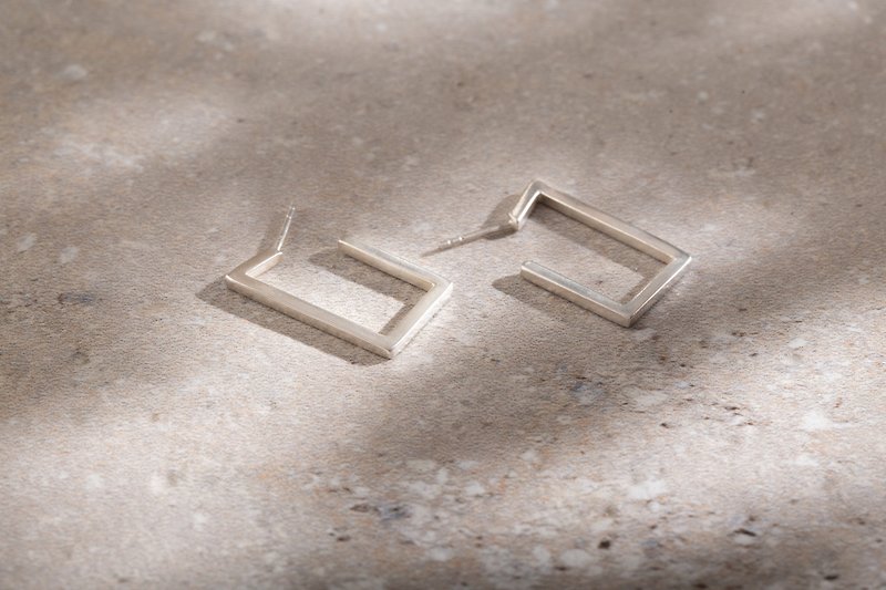 Constructivism Structuralism No. 1 Square Earrings Earrings No.1 - Earrings & Clip-ons - Sterling Silver Silver