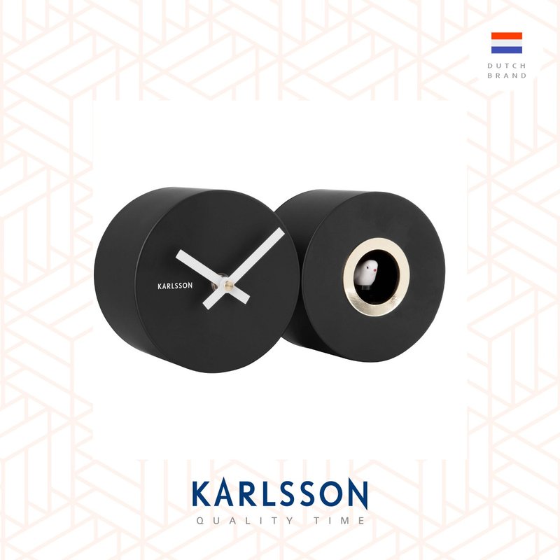 Karlsson, Wall clock Duo Cuckoo matt black - นาฬิกา - โลหะ สีดำ