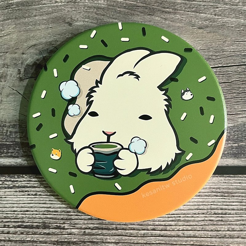 Ceramic Coasters - Bunny Matcha Donuts - ที่รองแก้ว - ดินเผา 