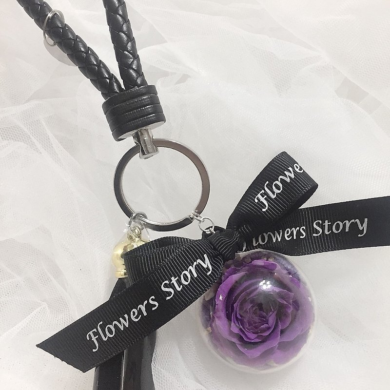 Eternal Rose key ring - black and purple color - ที่ห้อยกุญแจ - พืช/ดอกไม้ 