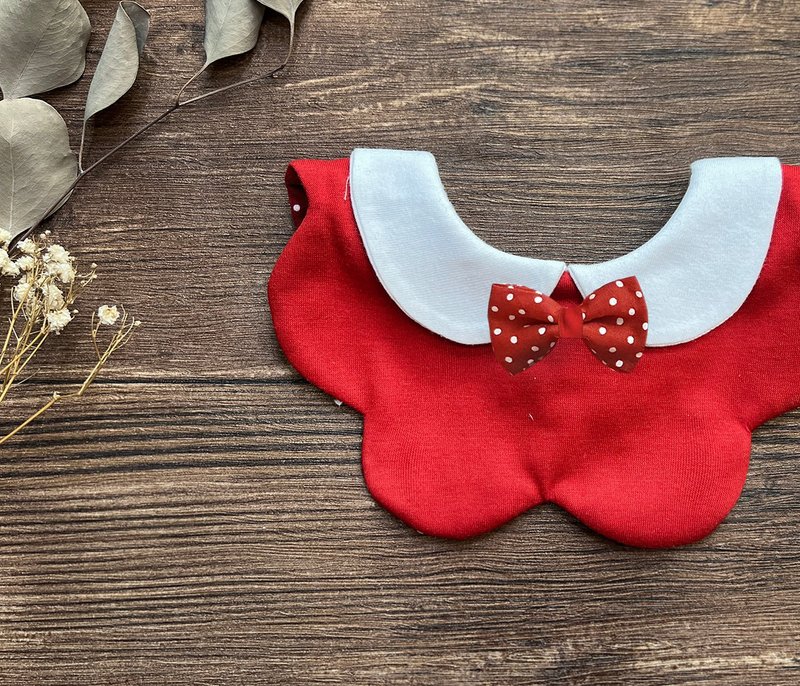 DOMOMO Elegant Sweet Bow Knot (Red) - Petal Bib - ผ้ากันเปื้อน - ผ้าฝ้าย/ผ้าลินิน สีแดง