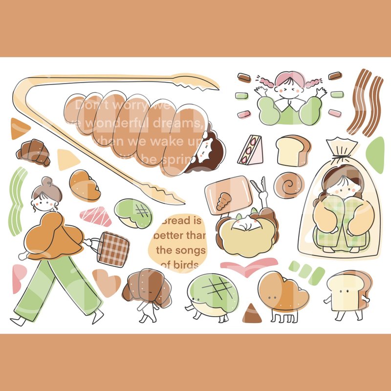 ほわほわちゃん  Bakery - 貼紙 - 紙 橘色