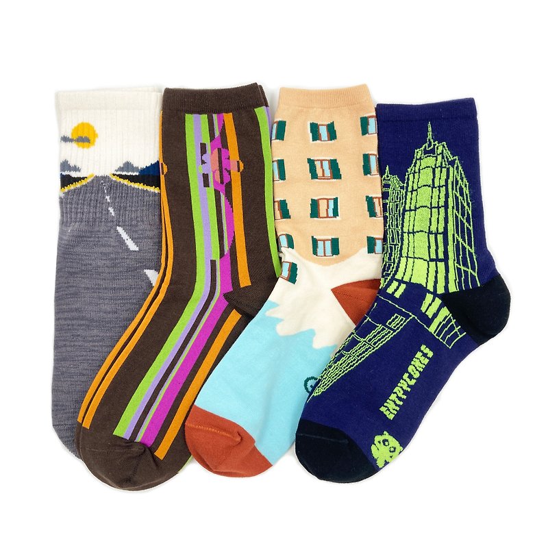 *10% off free shipping* Shuffle in the North_Four pairs sock giftbox - Socks - Cotton & Hemp Multicolor