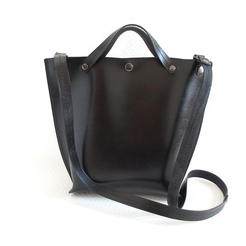 サックっと持てる・牛革・２WAYショルダーバッグ・スムース・ブラック・0153 - ショルダーバッグ - 革 ブラック