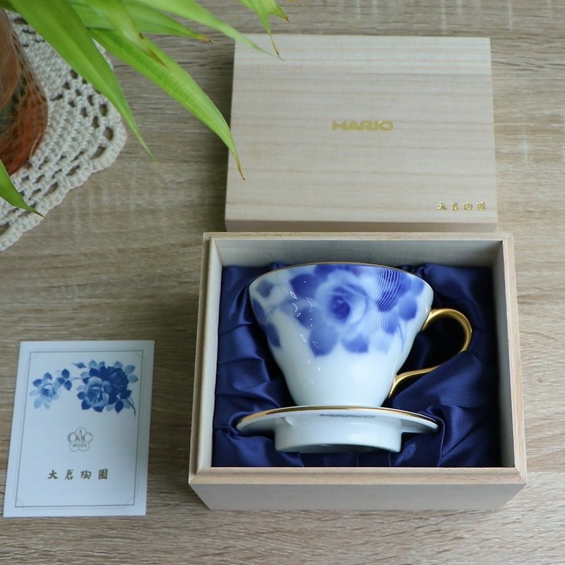 HARIOx 大倉桃源 V60 岡染ローズ 01 フィルターカップ - コーヒードリッパー - 陶器 
